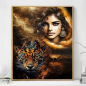 Preview: Diamond Painting Frau mit ihrem Leopard
